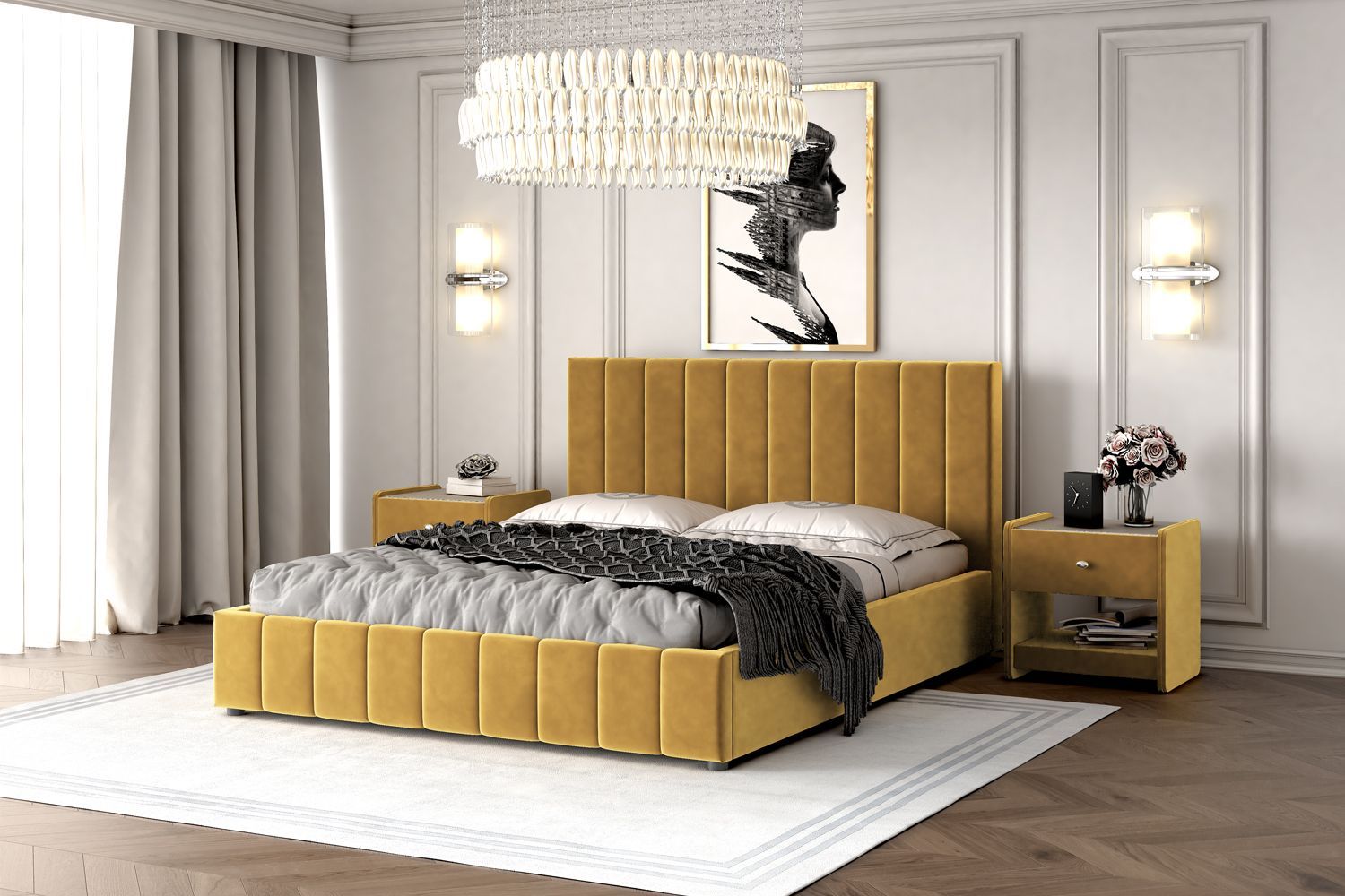 Кровать Нельсон (Вертикаль) (горчичный) [Браво мебель] - купить в ...