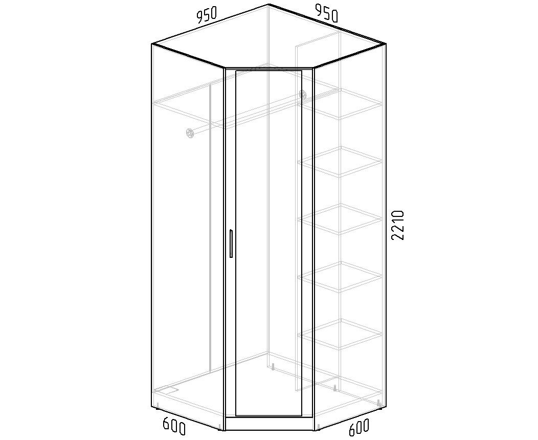 Угловой шкаф в спальню размеры