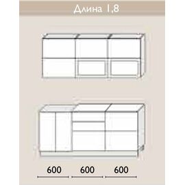 Кухня Яна белый алмаз/ небесная лазурь, Размеры: Размер 1,8 м