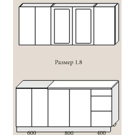 Кухня Оля мрамор серый/ мрамор графит, Размеры: Размер 1,8 м