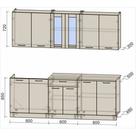Кухня Мила ЛДСП дуб золотой, Размеры: Размер 2,2 м.
