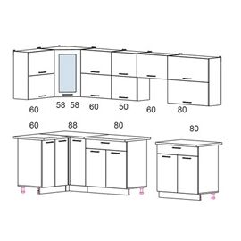 Кухня угловая Мила Глосс 60 (капучино глянец), Размеры: Мiла Gloss 1,2х3,1 м