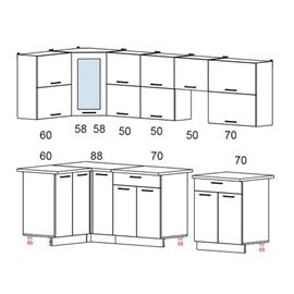 Кухня угловая Мила Глосс 50 (белый/красный глянец), Размеры: Мiла Gloss 1,2х2,8 м