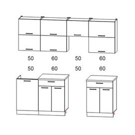 Кухня Мила Глосс 50 (бордовый/черный глянец), Размеры: Мiла Gloss 2,2 м