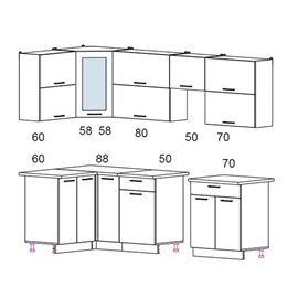 Кухня угловая Мила Глосс 50 (белый/красный глянец), Размеры: Мiла Gloss 1,2х2,6 м
