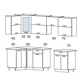 Кухня угловая Мила Глосс 60 (капучино глянец), Размеры: Мiла Gloss 1,2х2,7 м