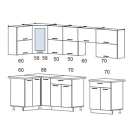 Кухня угловая Мила Глосс 60 (капучино глянец), Размеры: Мiла Gloss 1,2х2,9 м