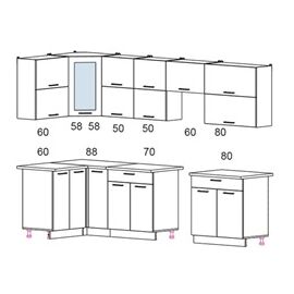 Кухня угловая Мила Глосс 60 (капучино глянец), Размеры: Мiла Gloss 1,2х3,0 м