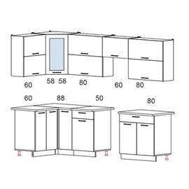 Кухня угловая Мила Глосс 60 (капучино глянец), Размеры: Мiла Gloss 1,2х2,8 м