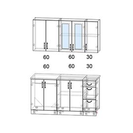 Кухня Мила Крафт дуб английский, Размеры: Размер 1,5 м