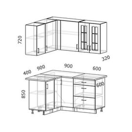 Кухня угловая Бостон акация графит, Размеры: Бостон-22 (1,3х1,5м)