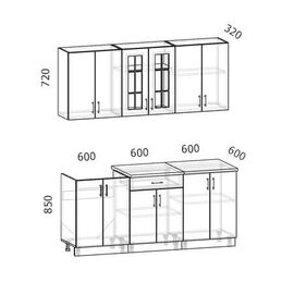 Кухня Бостон акация белая/акация графит, Размеры: Бостон-14 (1,8м)