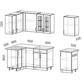 Кухня угловая Бостон акация графит, Размеры: Бостон-35 (1,2х2,0м)