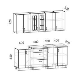 Кухня Бостон акация белая/акация графит, Размеры: Бостон-5 (2,0м)