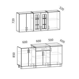 Кухня Бостон акация белая/акация графит, Размеры: Бостон-13 (1,7м)