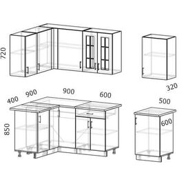 Кухня угловая Бостон акация графит, Размеры: Бостон-38 (1,3х2,0м)
