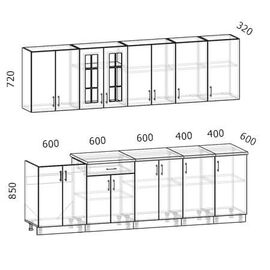 Кухня Бостон акация белая, Размеры: Бостон-19 (2,6м)