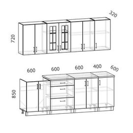 Кухня Бостон акация графит, Размеры: Бостон-7 (2,2м)