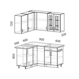 Кухня угловая Бостон акация белая, Размеры: Бостон-33 (1,4х1,5м)