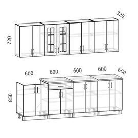 Кухня Бостон акация графит, Размеры: Бостон-18 (2,4м)