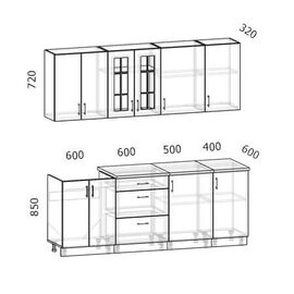 Кухня Бостон акация белая/акация графит, Размеры: Бостон-6 (2,1м)