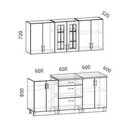 Кухня Бостон акация белая/акация графит, Размеры: Бостон-4 (1,8м)