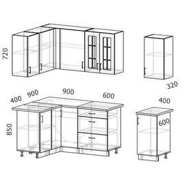 Кухня угловая Бостон акация белая, Размеры: Бостон-27 (1,3х1,9м)