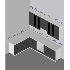 Угловая кухня Глетчер, Размеры: Размер 1,9 х 2,8 м.