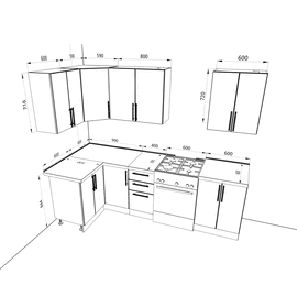 Угловая кухня Греция, Размеры: Размер 1,2х2,0 м.