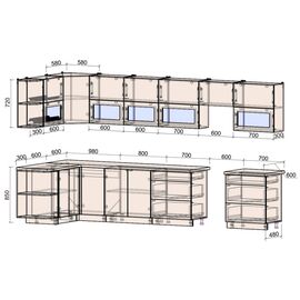Кухня угловая Мила Матте белый, Размеры: Размер 1,5 х 3,8 м. (Б)