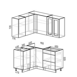 Кухня угловая Леон белый/графит, Размеры: Кухня Леон -32(1,5х1,3м)