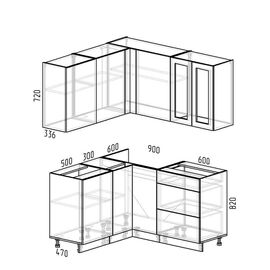 Кухня угловая Леон белый/графит, Размеры: Кухня Леон -33(1,5х1,4м)