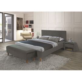 Кровать AZURRO VELVET BLUVEL 14 (серый/дуб), Размер спального места: 180х200