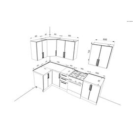 Кухня угловая Хелмер, Размеры: Размер 1,2х2,0 м.