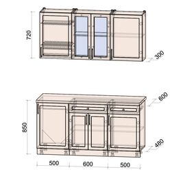 Кухня Тренд А (пепел/пепел), Размеры: Размер 1,6 м.