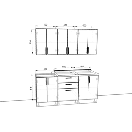 Кухня Мелисса пудра, Размеры: Размер 1,8 м.