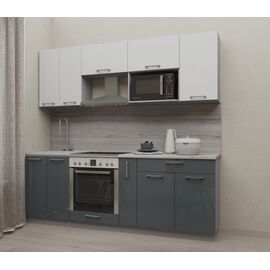 Кухня Мила Глосс 60 (белый/асфальт), Размеры: Мiла Gloss 1,6 м