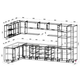 Кухня угловая Мила Глосс ПМ (белый глянец/белый глянец), Размеры: Размер 1,896х3,78 м