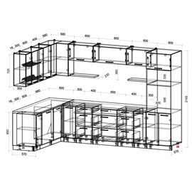 Кухня угловая Мила Глосс ПМ (белый/капучино глянец), Размеры: Размер 1,896х3,18 м