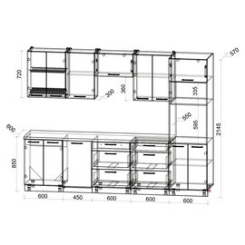 Кухня Мила Глосс ПМ 3 (белый глянец/капучино глянец), Размеры: Размер 2,85 м
