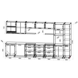 Кухня Мила Глосс ПМ 1 (грей/дуб вотан), Размеры: Размер 4,0 м