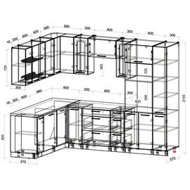 Кухня угловая Мила Глосс ПМ (дуб вотан/капучино глянец), Размеры: Размер 1,896х2,68 м