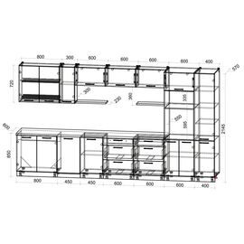 Кухня Мила Глосс ПМ 3 (кашемир/дуб вотан), Размеры: Размер 3,9 м