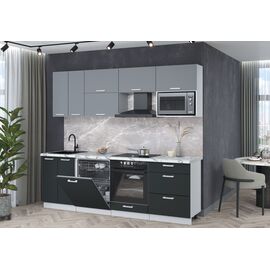 Кухня Мила ПМ 2  (серебро/антрацит), Размеры: Размер 2,3 м