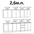 Кухня Мэри (веллюто ферро), Размеры: Размер 2,6 м.