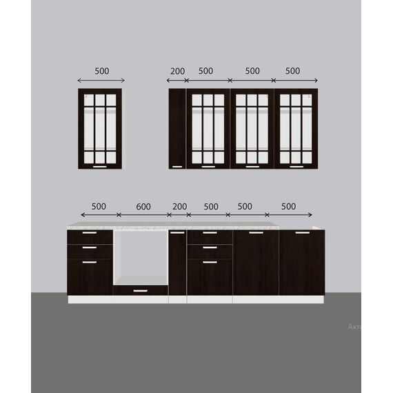 Кухня Прага белое дерево/венге 4, Размеры: Размер 2,8 м.