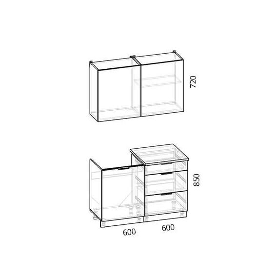 Кухня Minimal белый премиум/дуб крафт золотой, Размеры: Кухня Minimal -1 (1,2м), изображение 2