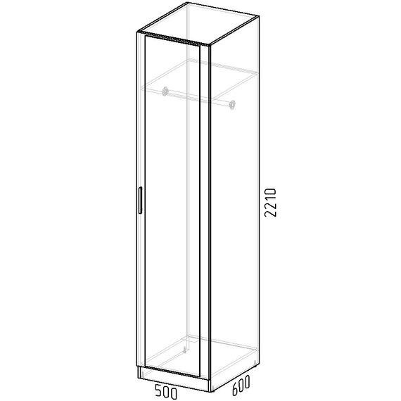 Шкаф комбинированный Марсель МР-004 600мм 1 зер. графит серый, изображение 5