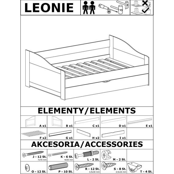 Кровать LEONIE 2 (белый), изображение 2