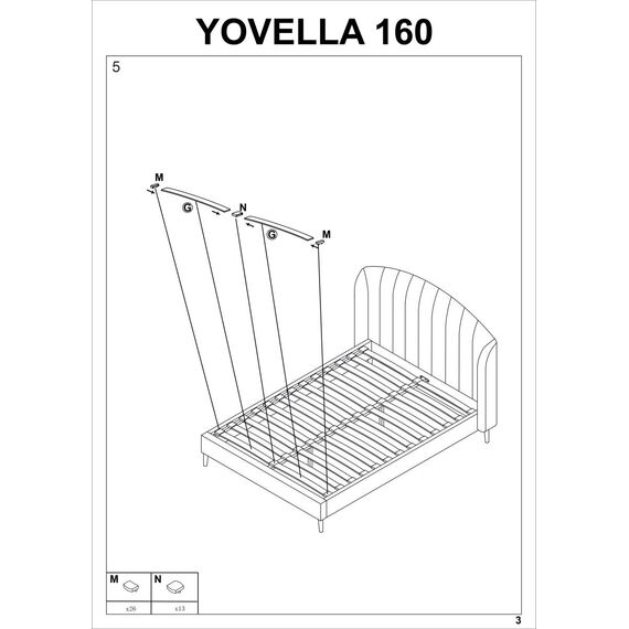 Кровать YOVELLA (серый), изображение 3